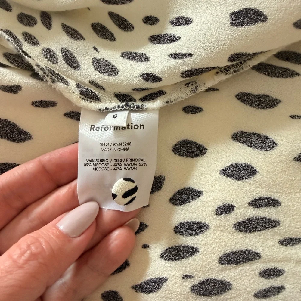 Reformation Cream Midi Dress with Black Spot Print - Picture 4 of 4